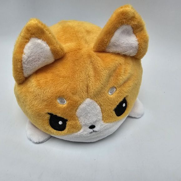 TeeTurtle Reversible Happy Sad Corgi Fox Orange Plush 4" - Picture 5 of 6